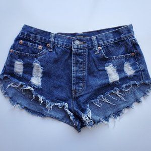 Forever 21 5 Button Distressed Denim Shorts